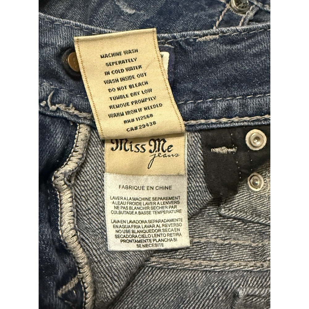 RARE VTG Miss Me Women Bootcut Jeans Embroidered Rhinestone Blue Size 27 - Picture 11 of 12